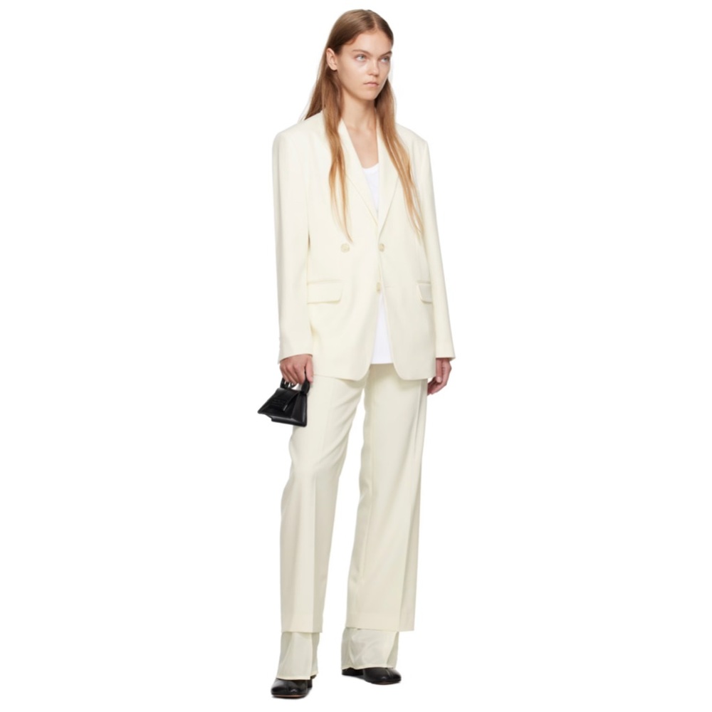 Mm6 Off white poly wool blend layered pants